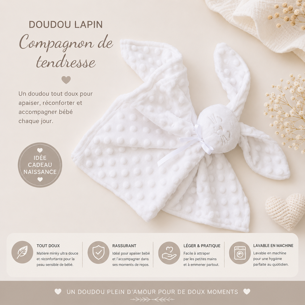 Doudou lapin personnalisé MANIRA Boutique