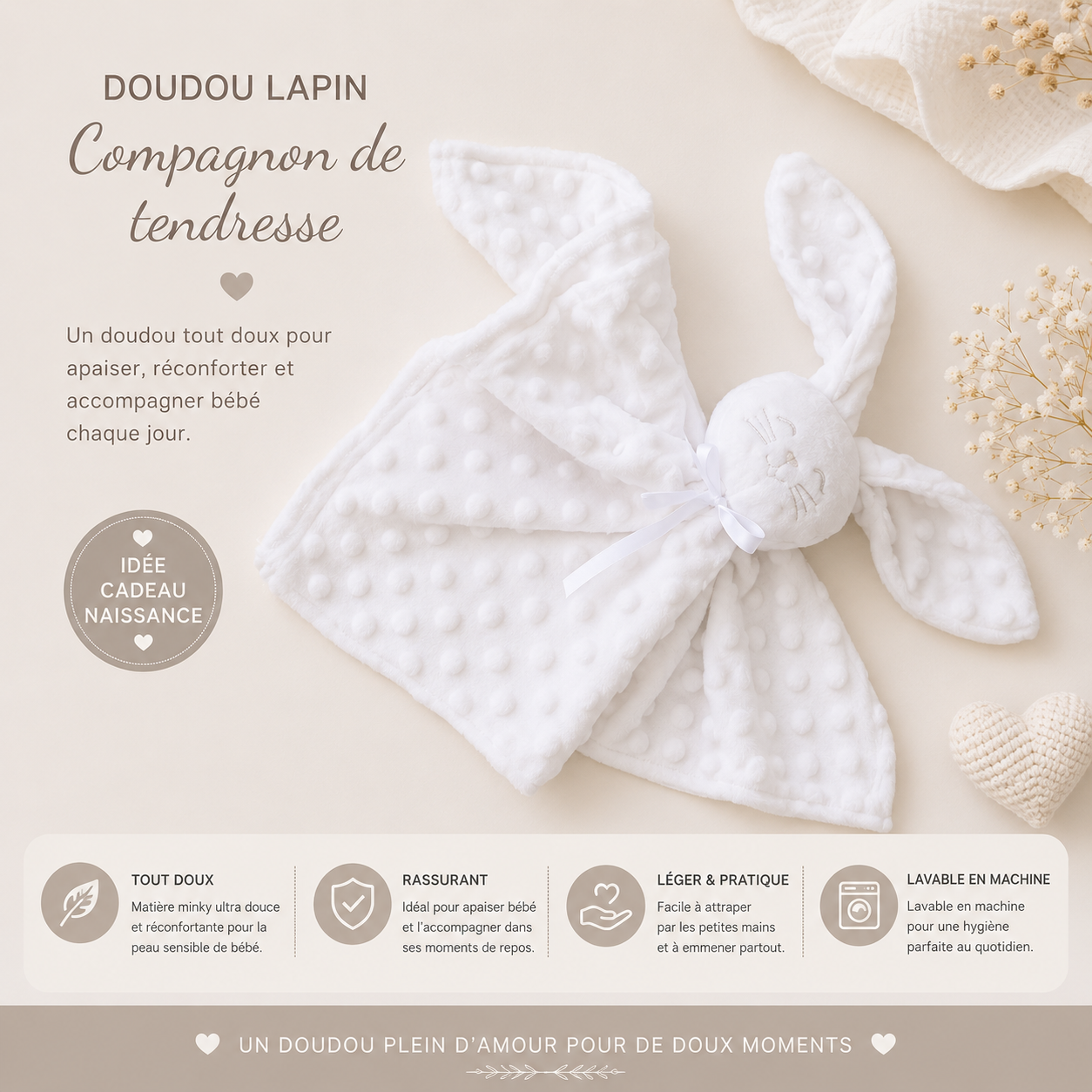 Doudou lapin personnalisé MANIRA Boutique